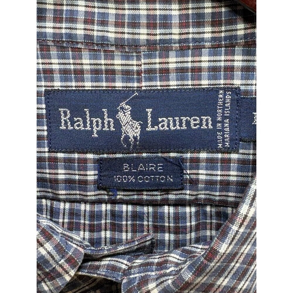 Ralph Lauren Men's Large Shirt 100% Cotton Long Sleeve Blair Button Plaid GUC - Picture 3 of 14